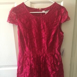 EYELASH LACE A-LINE DRESS BERRY L  Forever 21